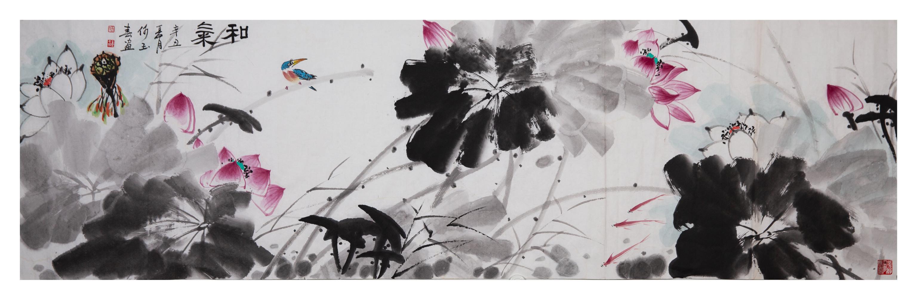 名家禅意水墨荷花，水墨淋漓写荷韵