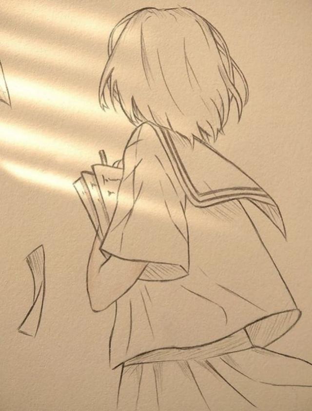 简单又漂亮女生背影简笔画，唯美古风女子背影怎么画