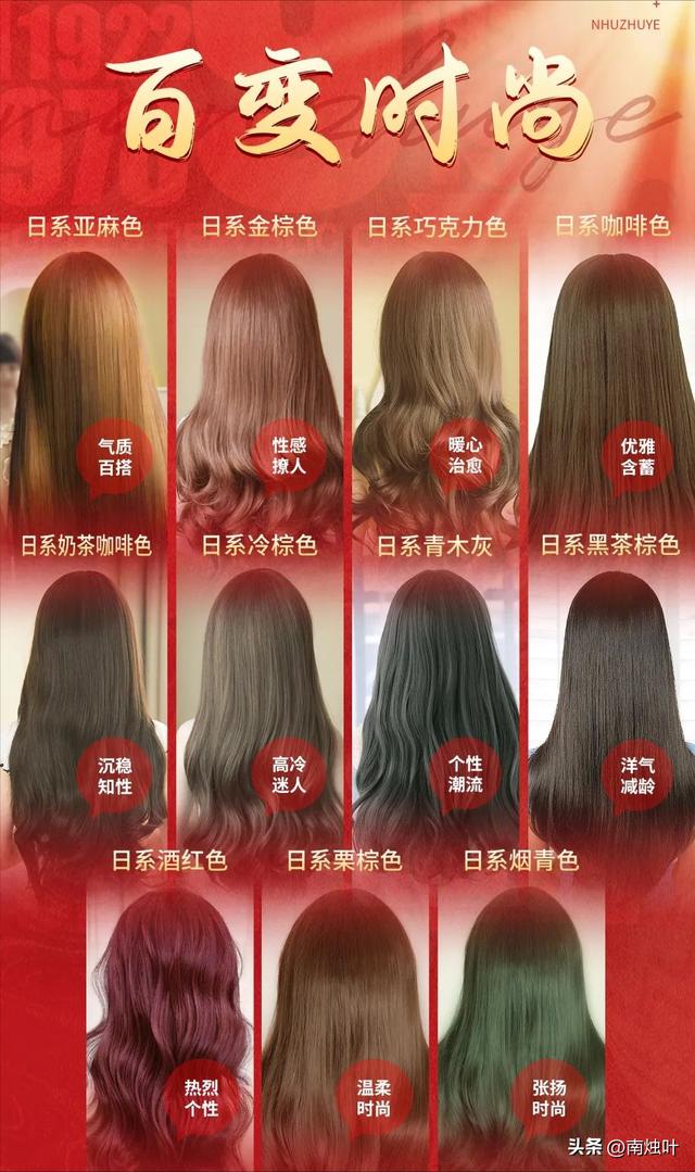 栗棕色染发效果图，女生染发发色推荐奶茶栗棕