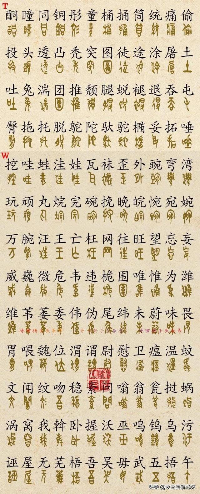 金文大篆书法作品点评，2700个金文大篆楷书对照表