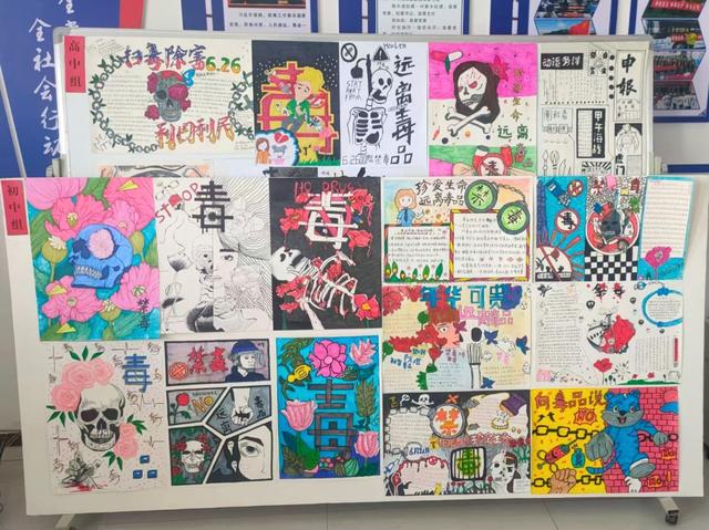 青少年禁毒主题绘画，看看学生娃手绘的禁毒漫画