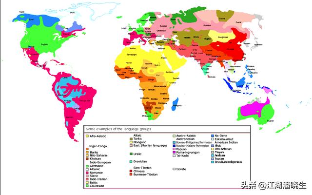 世界语言分布图，全球语系划分图