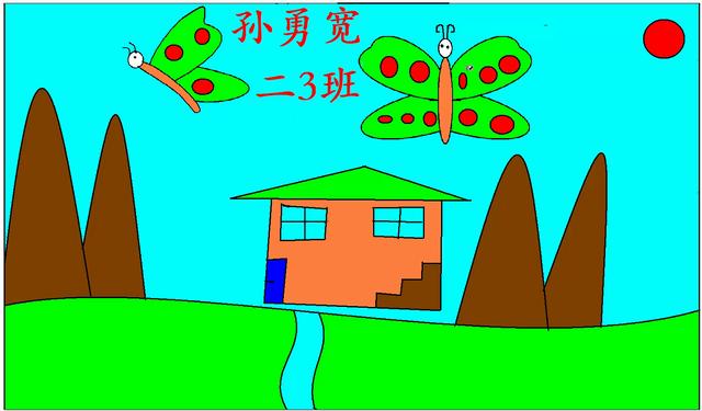 好看的蝴蝶绘画作品，漂亮的蝴蝶学生画图作品