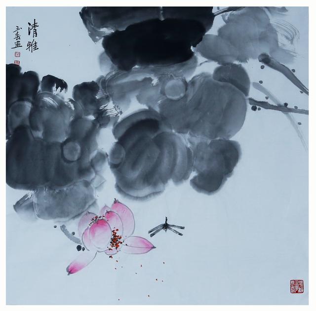 名家禅意水墨荷花，水墨淋漓写荷韵