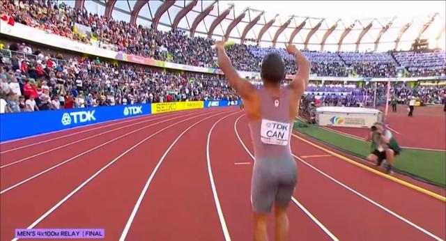 男子4x100米接力，4x100米接力加拿大队最后一棒