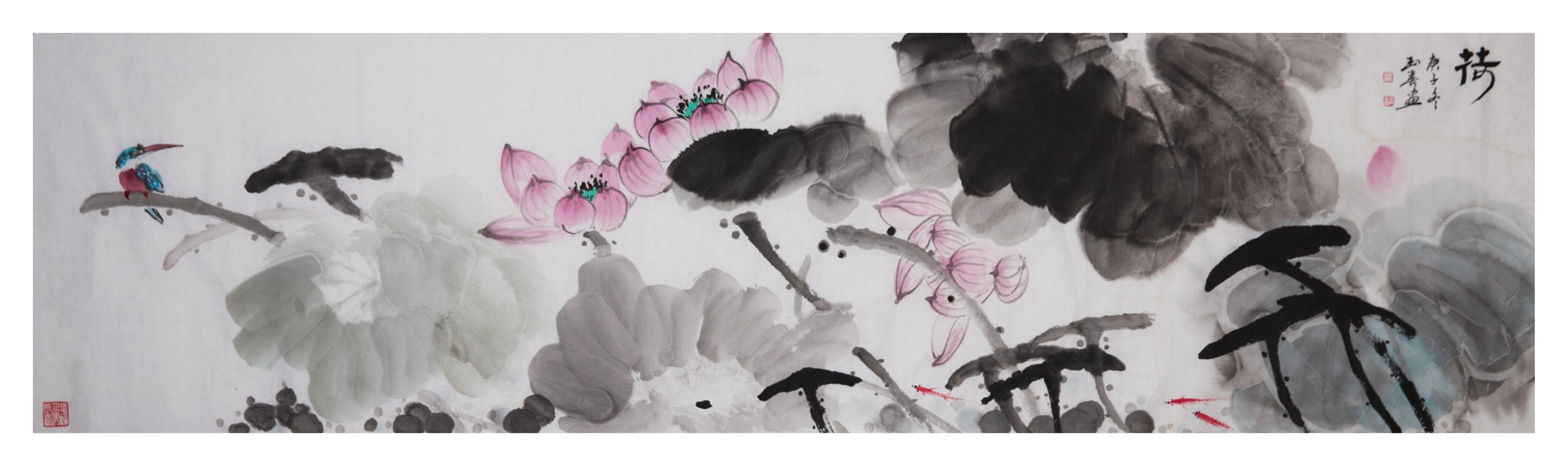 名家禅意水墨荷花，水墨淋漓写荷韵