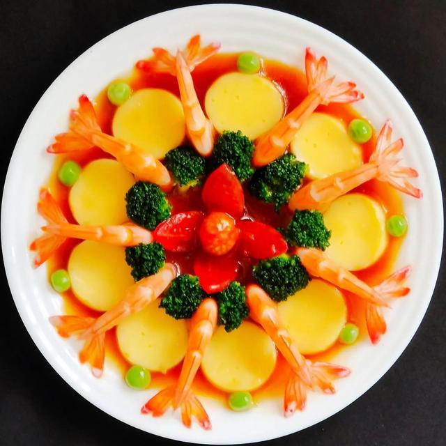 虾怎么摆盘好看图片，大虾年夜饭摆盘