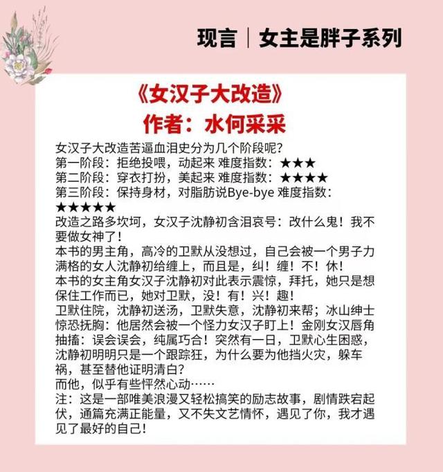 肥胖女主小说(言情小说女主肥胖的小说)