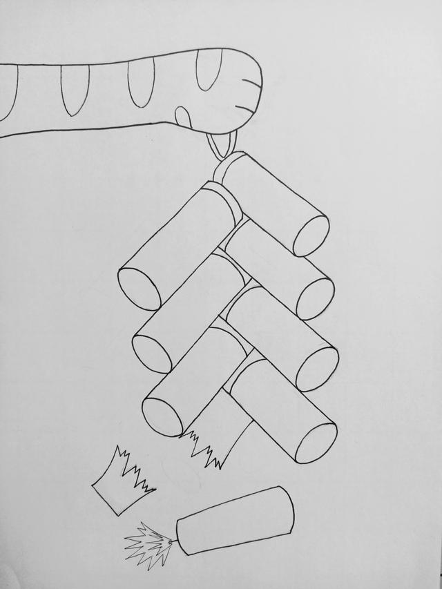 如何画鞭炮简单漂亮，一分钟画串鞭炮