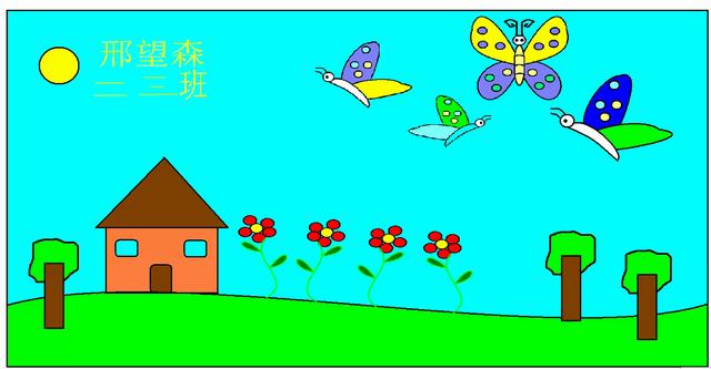 好看的蝴蝶绘画作品，漂亮的蝴蝶学生画图作品