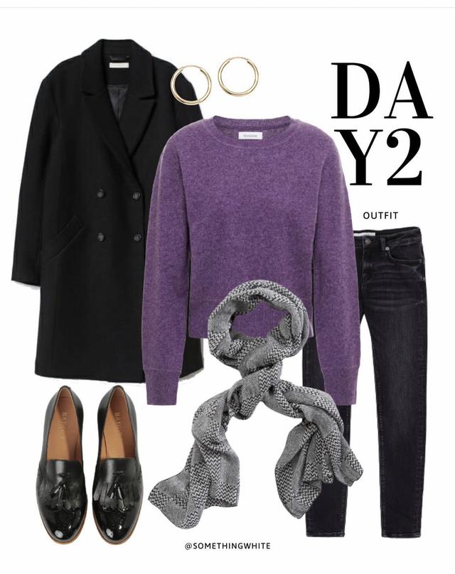 温柔蓝和优雅紫，紫色宽松毛衣怎么搭配才好看