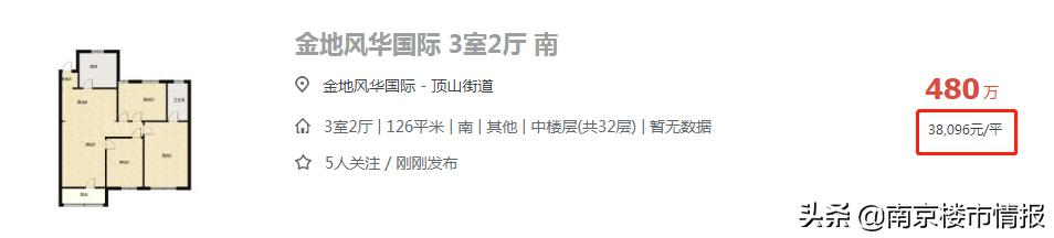 5万元一平米房价南京，河西南7.1万雨核5.1万