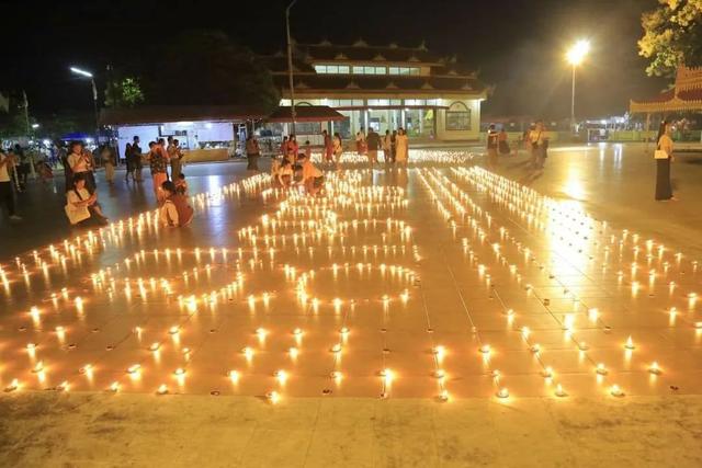 缅甸点灯节完整，实拍缅甸点灯节盛况