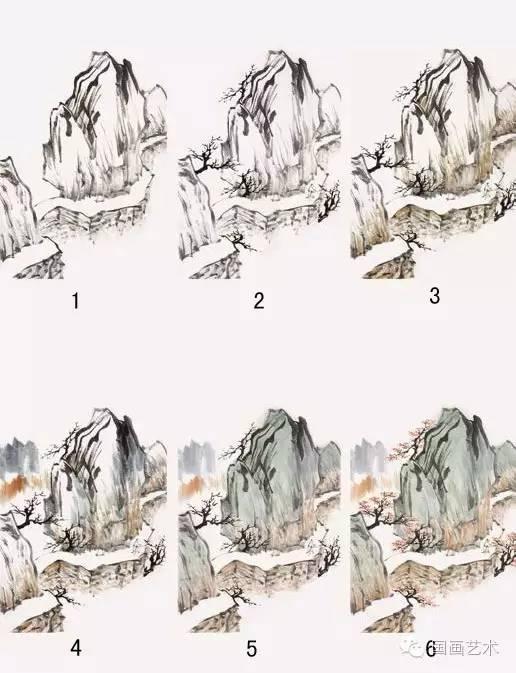 二十种山水画技法，图文示范山水画设色技法