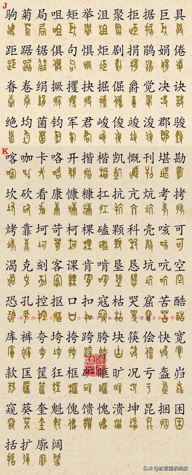 金文大篆书法作品点评，2700个金文大篆楷书对照表