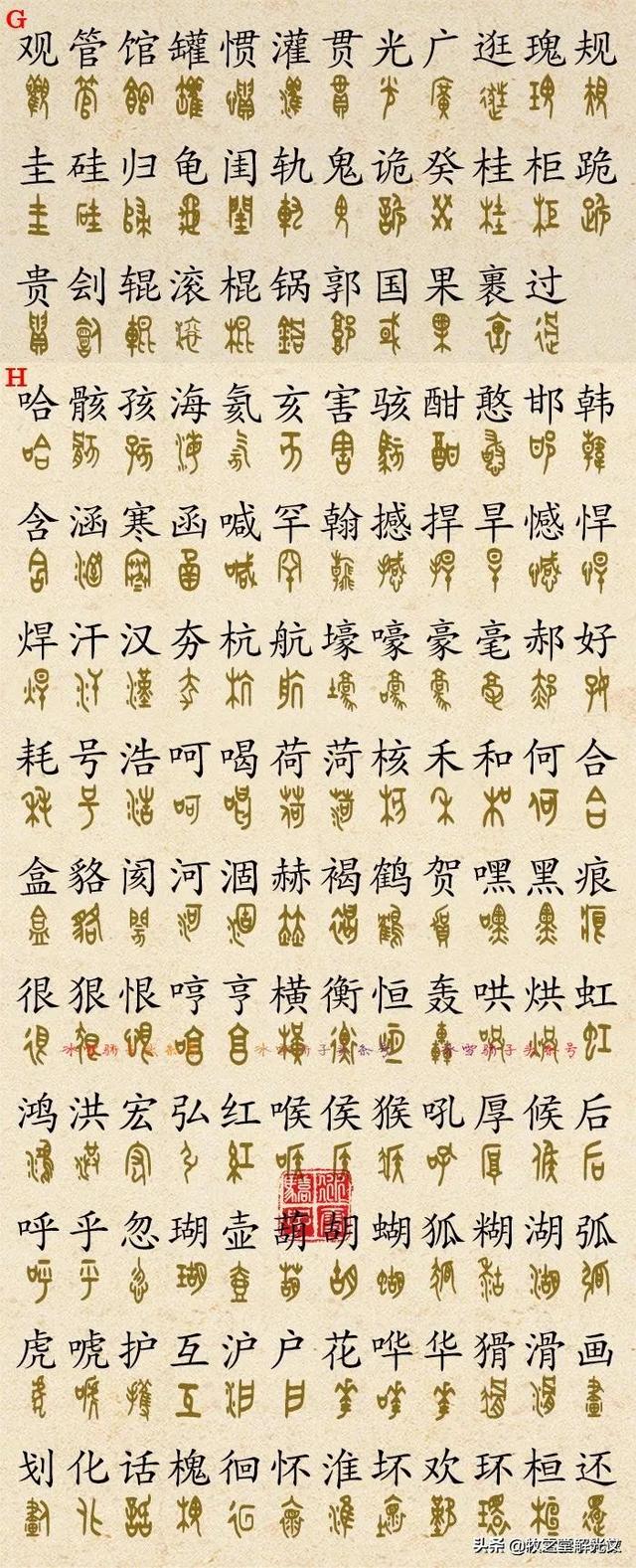 金文大篆书法作品点评，2700个金文大篆楷书对照表
