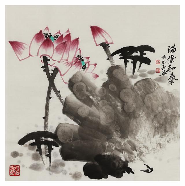 名家禅意水墨荷花，水墨淋漓写荷韵