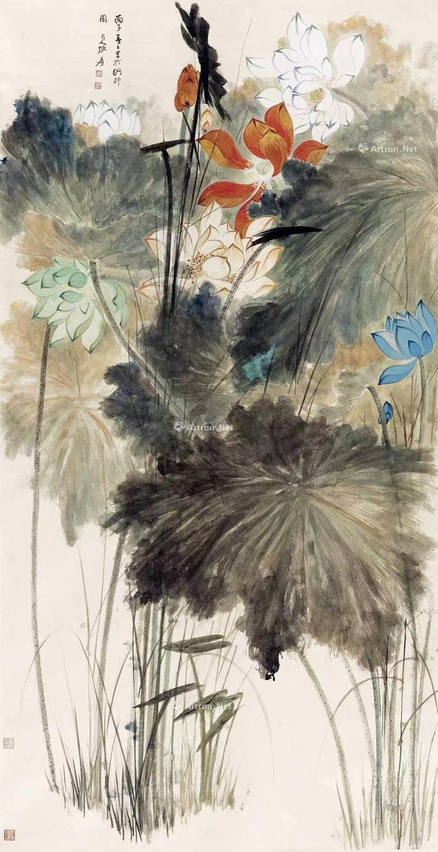 禅意写意荷花200幅，大千居士荷花图赏析