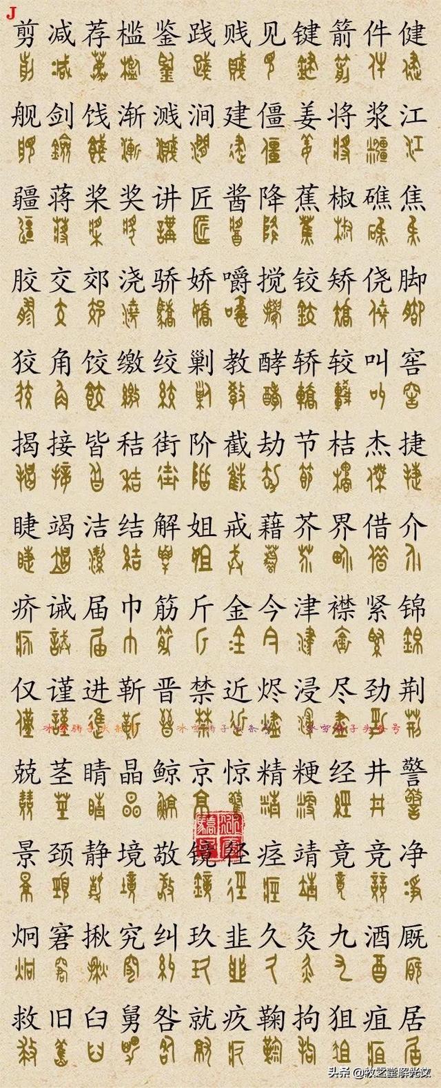 金文大篆书法作品点评，2700个金文大篆楷书对照表