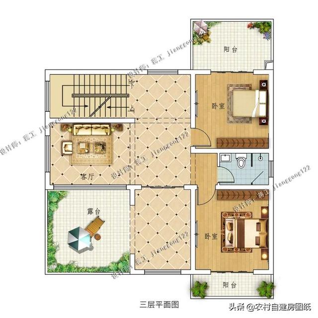 3层大气别墅农村自建房，外观大气、造价不高、布局舒适