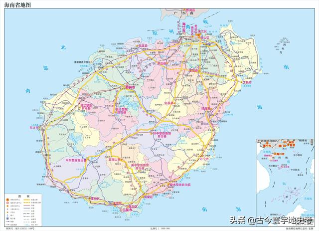 海南地图高清版大图，海南省十八个市县的地图（《中国各省份高清版大图》组图）