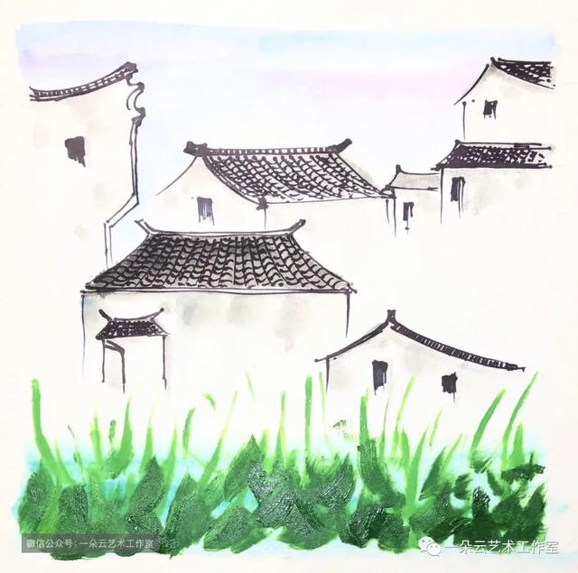 儿童创意画油菜花，儿童创意美术-江南春景油菜花