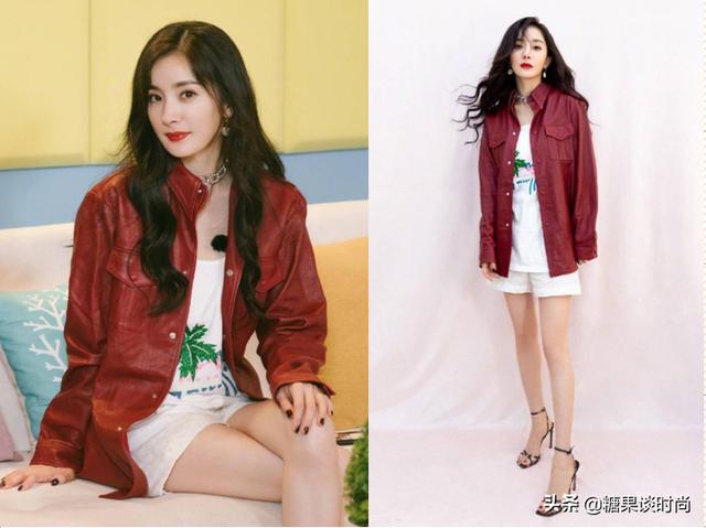 春天炫酷小皮衣，关晓彤夏季裤子穿搭