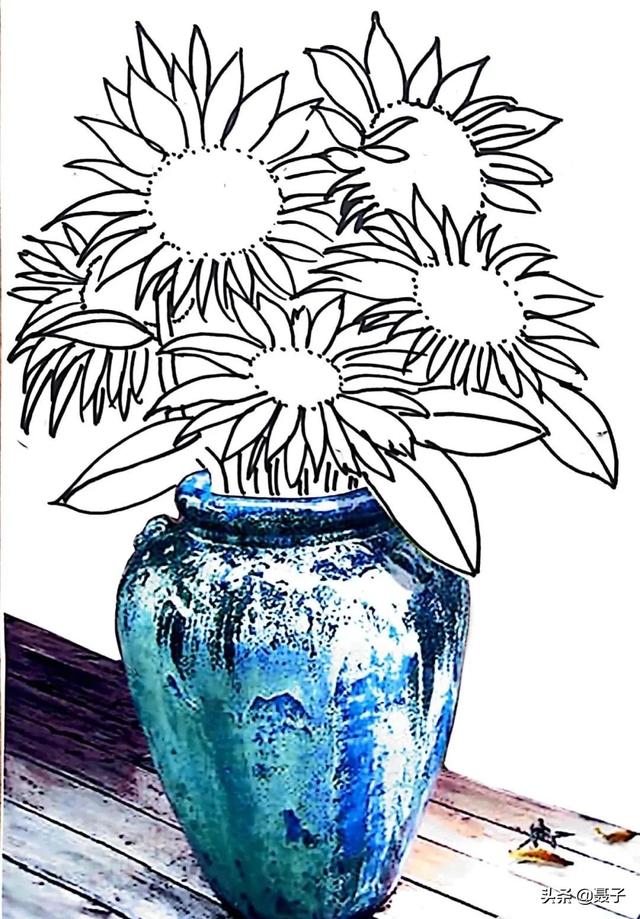 儿童创意绘画花瓶和花，儿童创意美术作品《花与花瓶》
