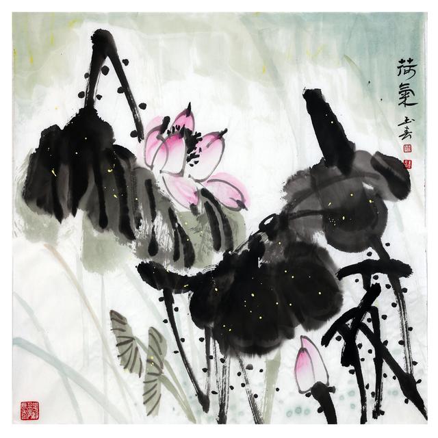 名家禅意水墨荷花，水墨淋漓写荷韵