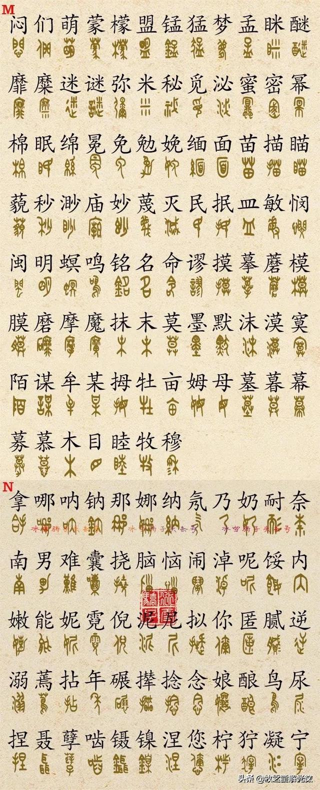 金文大篆书法作品点评，2700个金文大篆楷书对照表