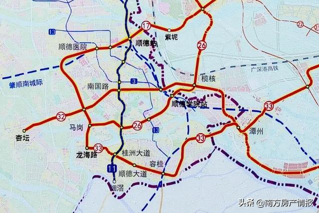 顺德地铁线路图，顺德地铁11号线最新规划图（佛山地铁3号线开通）