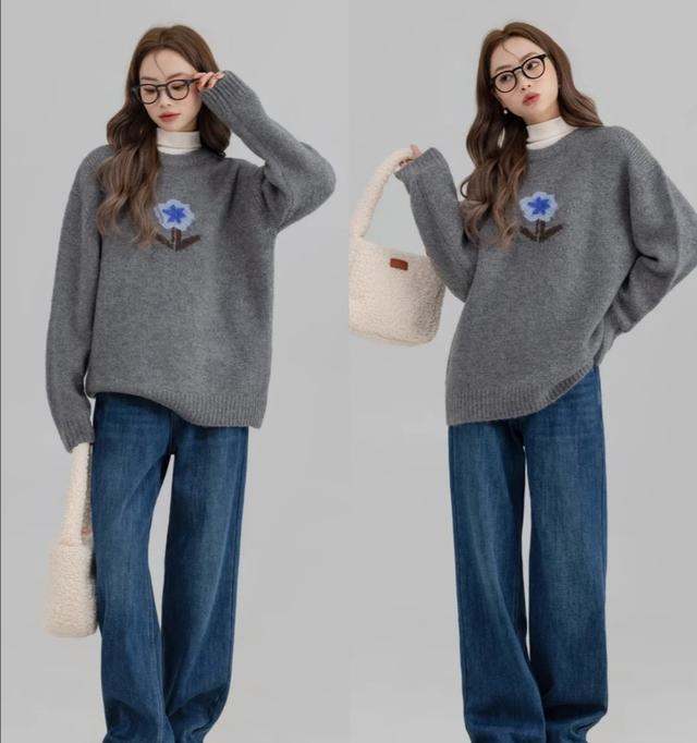 蓝色阔腿牛仔裤穿搭，这“3个要点”穿搭