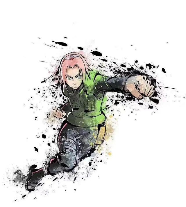 火影忍者小樱回头杀壁纸高清横屏，旧版画风经典海报高清手机壁纸