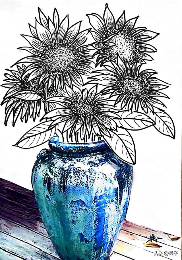 儿童创意绘画花瓶和花，儿童创意美术作品《花与花瓶》