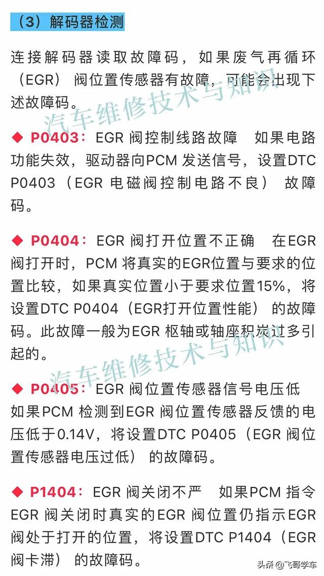 废气循环阀工作原理和故障现象，位置传感器的工作原理、检测方法、故障分析