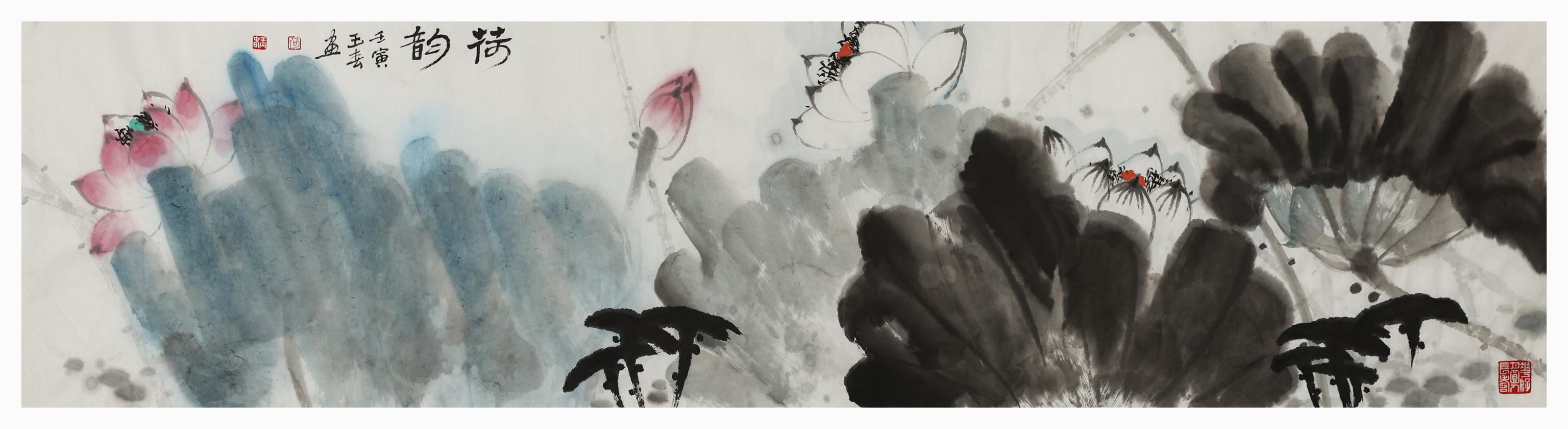名家禅意水墨荷花，水墨淋漓写荷韵