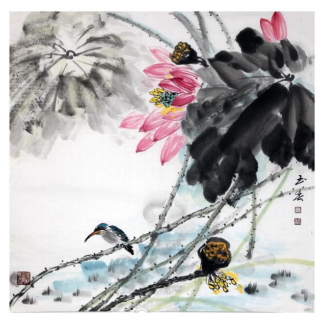 名家禅意水墨荷花，水墨淋漓写荷韵