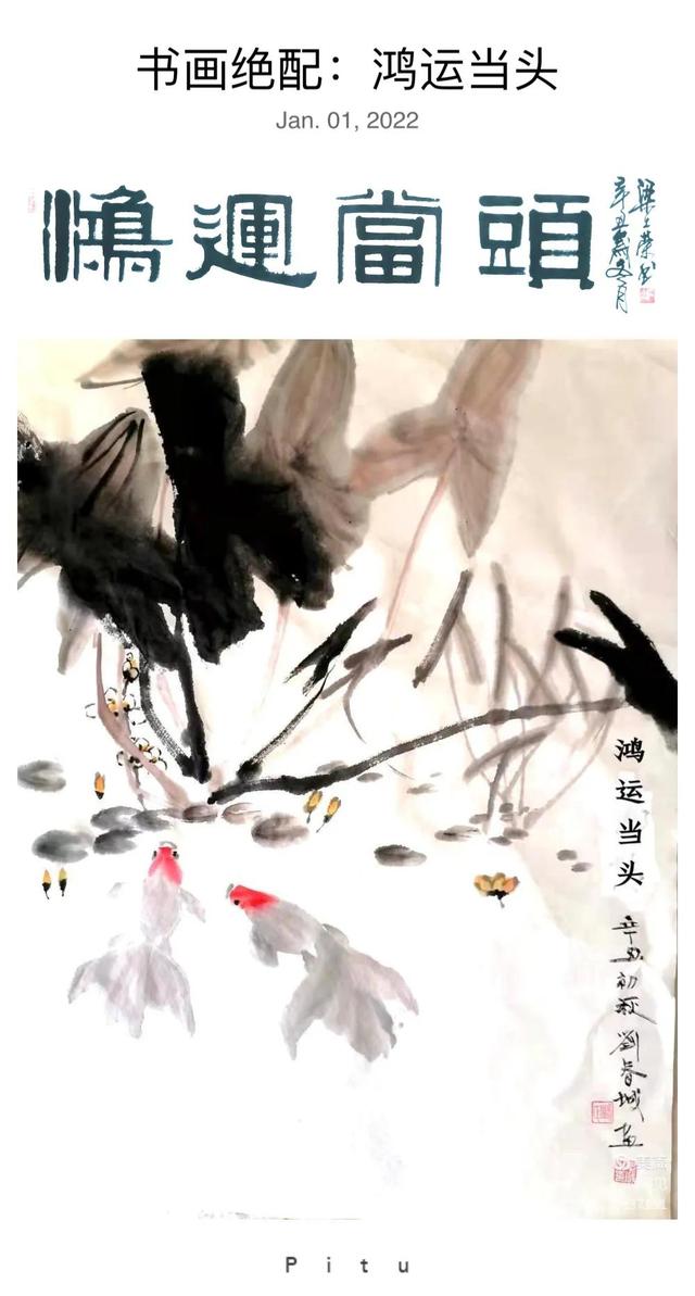 字画手绘鸿运当头，书画绝配鸿运当头