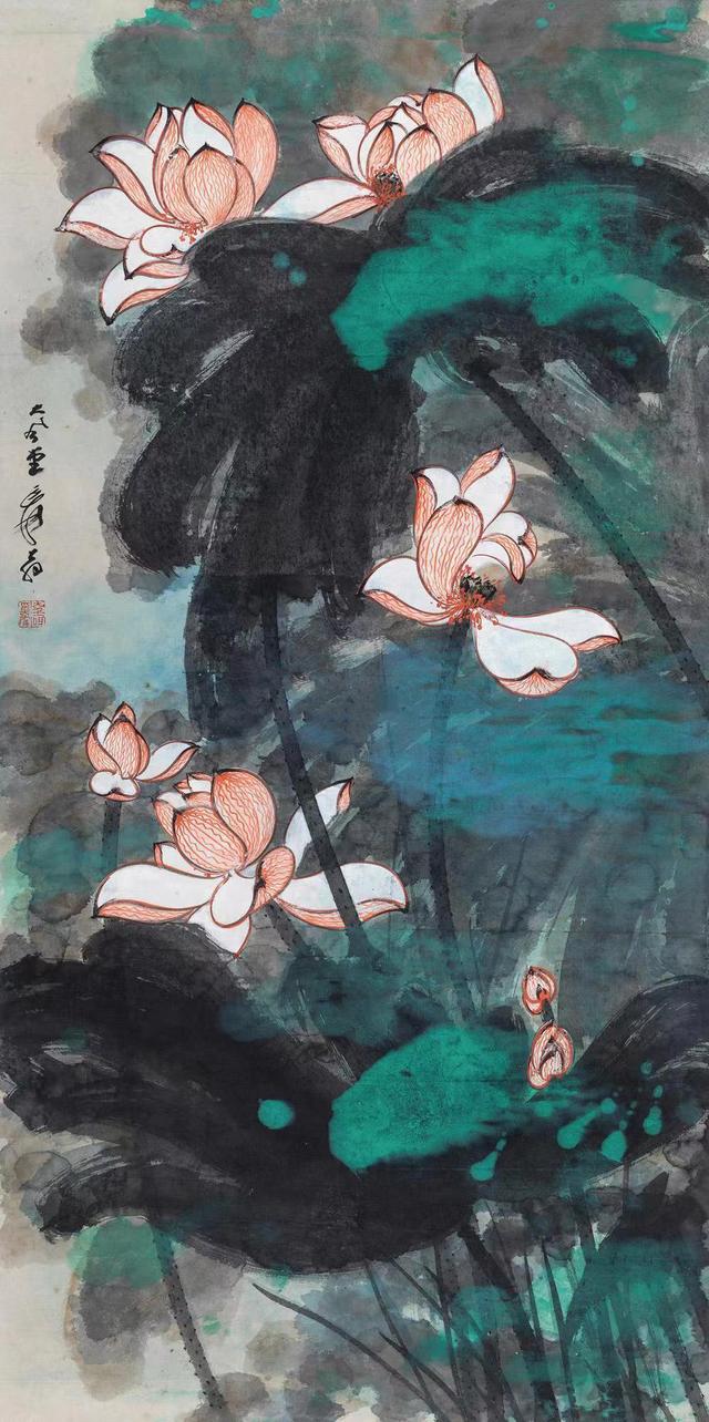 禅意写意荷花200幅，大千居士荷花图赏析