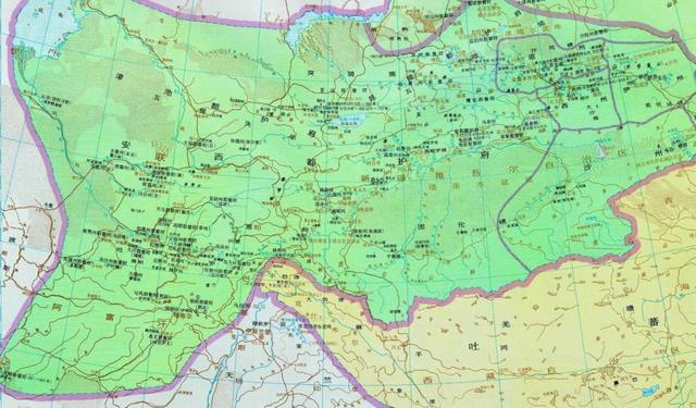 唐朝开元盛世时期疆域，首次把蒙古高原纳入了版图