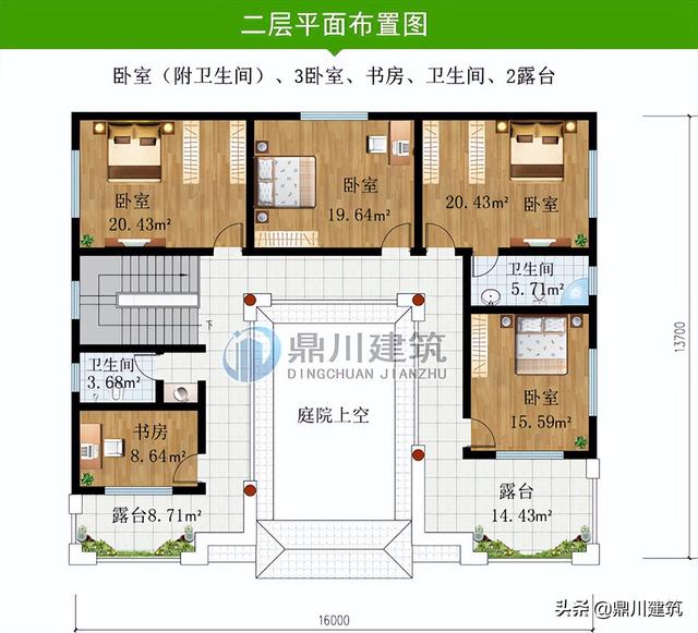 中式四合院效果图，现代中式四合院户型图
