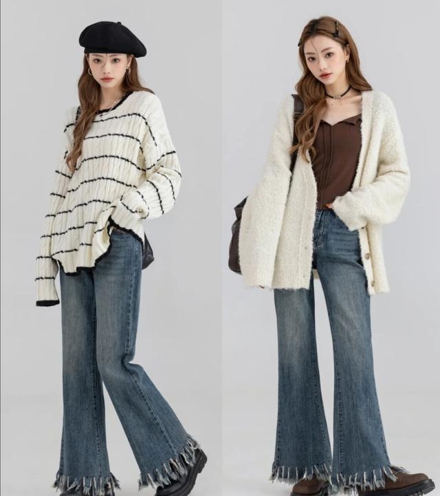 蓝色阔腿牛仔裤穿搭，这“3个要点”穿搭