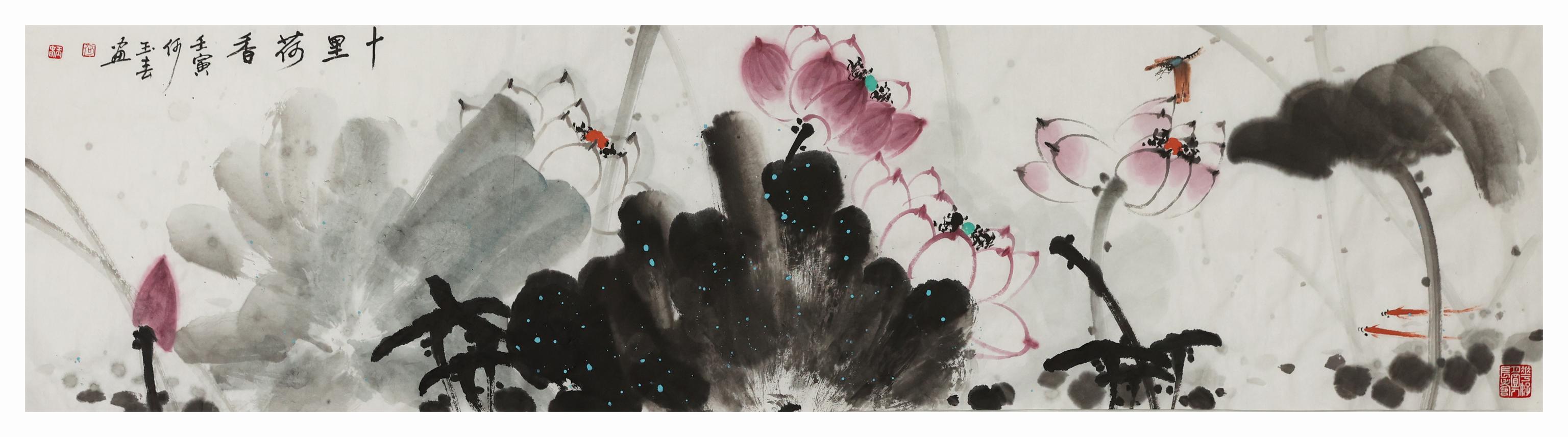 名家禅意水墨荷花，水墨淋漓写荷韵