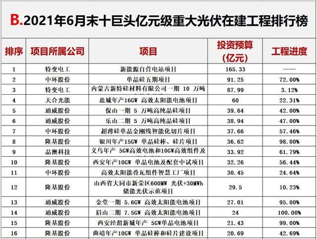 光伏行业十大龙头企业，这家公司刚入局半年就跻身前十