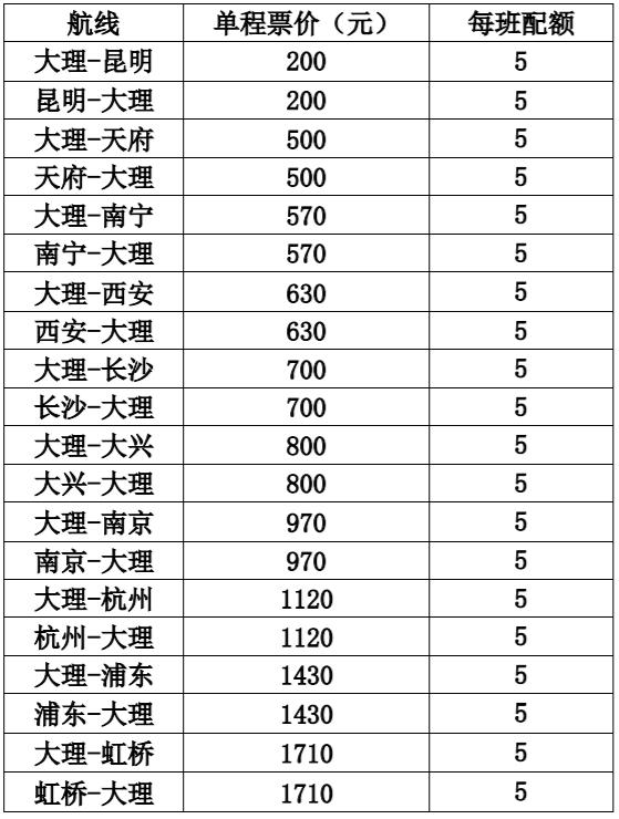 云南大理飞机票图，昆明-大理机票最低200元起