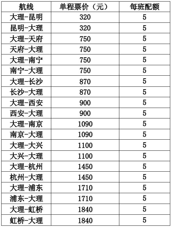 云南大理飞机票图，昆明-大理机票最低200元起
