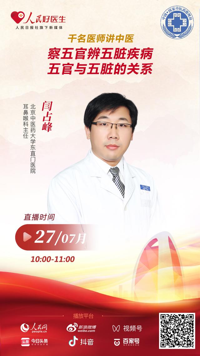 人的五脏六腑是和五官对应的，察五官辨五脏疾病