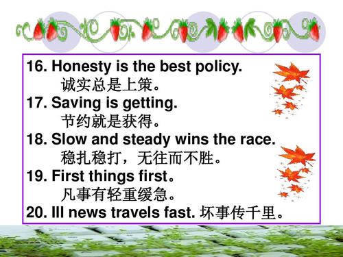 关于honesty的英语谚语