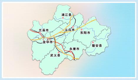 浙江省金华市地图 金华市各地区分布图