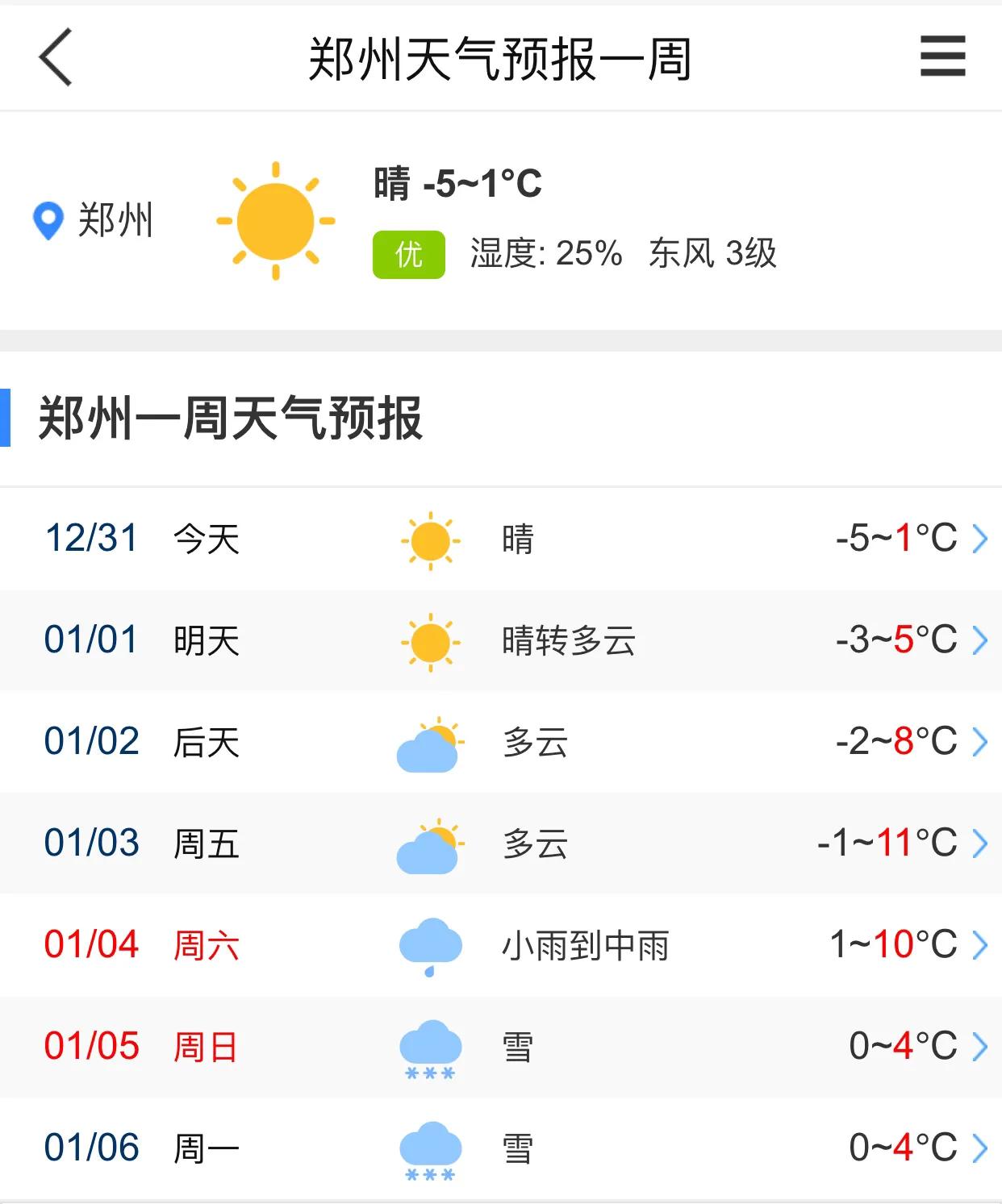 郑州天气预报一周 郑州15天天气查询
